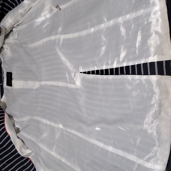 Talbots Blue & White Striped Trench Coat - Picture 11 of 13